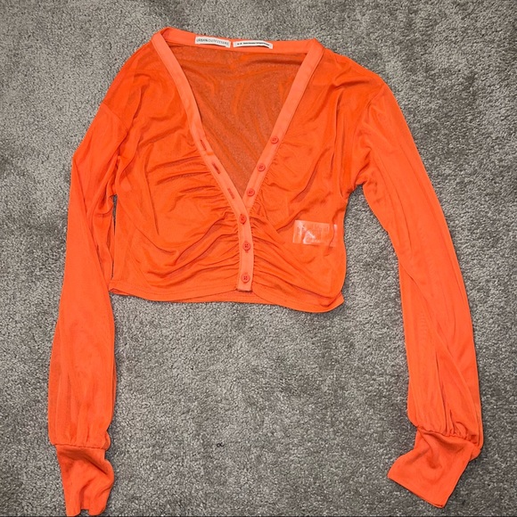 Urban Outfitters Cara Mesh Ruched Blouse - Picture 3 of 6